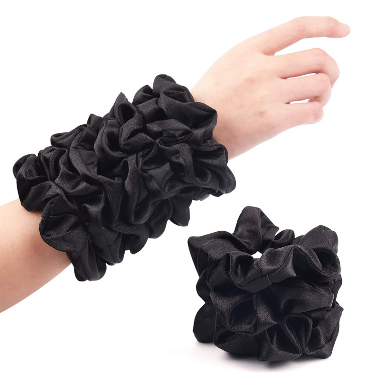 CEELGON Satin Silk Bridesmaid Scrunchies for Hair Big Scrunchies Satin Hair Ties Hair Scrunchie 10 Pack (Rose Gold)