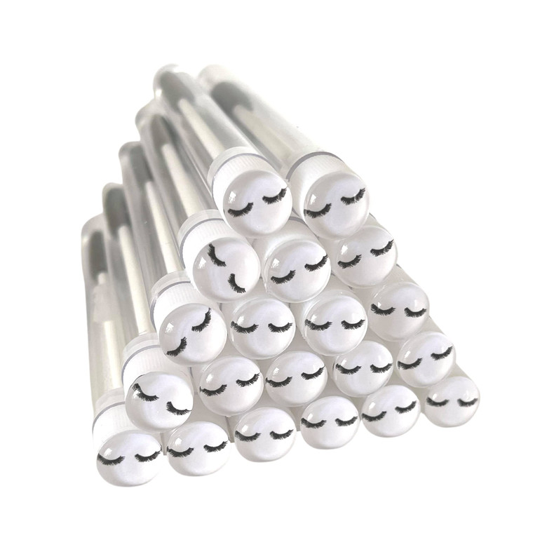 Boutique Marketing LLC Lash Brush Wands | 20 Pack | Eyelash Extension Supplies | Disposable Lash Spoolie Brush | Volume Lash Print Design, Small,