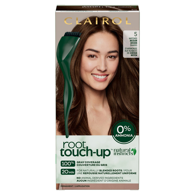Clairol Root Touch-Up by Natural Instincts Permanent Hair Dye, 5 Medium Brown Hair Color, Pack of 1