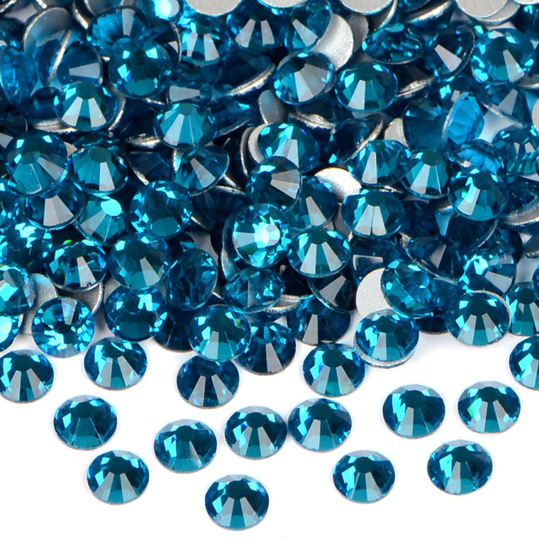 1440PCS Art Nail Rhinestones Non Hotfix Glue Fix Round Crystals Glass Flatback for DIY Jewelry Making with one Picking Pen (ss16 1440pcs, Blue Zircon