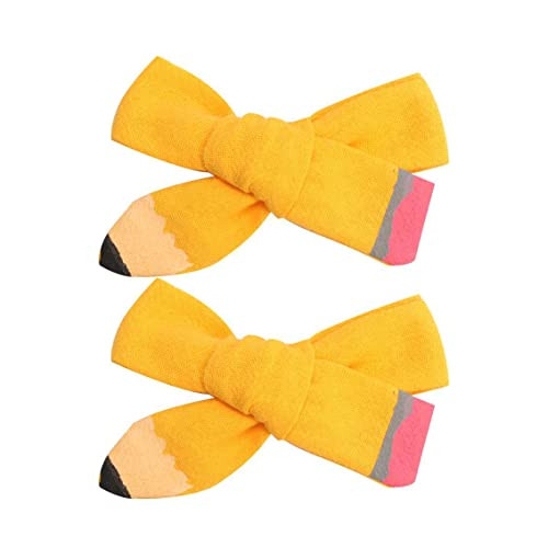 Pencil Hair Clips Yellow School Bow Pencil Hairpin Hairclips Yellow Bowknot BBG29 (2 Small Bow)
