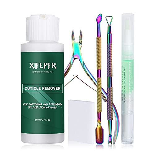 XIFEPFR Cuticle Remover Kit - Cuticle Remover Cream & Cuticle Oil Pen for Soften Moisturize, Cuticle Trimmer/Nipper, Cuticle Pusher and Nail Cotton P