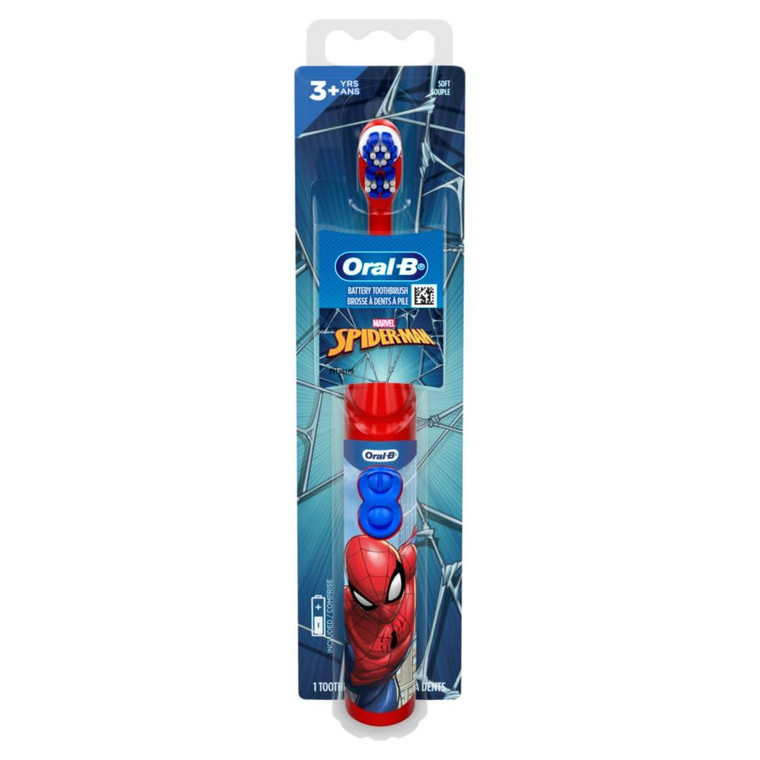 Oral-B Kid's Battery Toothbrush Featuring Marvel's Spiderman, Soft Bristles, for Kids 3+