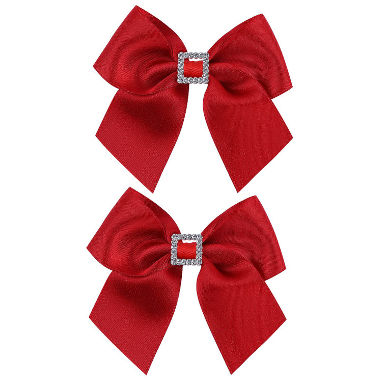 Red Valentines Day Hair Clips,Glitter Grosgrain Hair Bows with Rhinestones,Boutique Valentine Christmas School Hair Accessories for Kids Girls Toddl