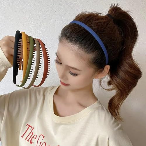 Xiaocao8 6 pcs Womens Hair Bands Mujer Teeth Headbands for Women Girls Comfy Hair Hoop Non-slip Plastic Hairbands Fashion Hair Accessories