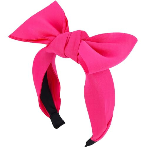 EYEOO Bow Headband Cute Large Big Bow Hair Bands for Women Girls Soft Elastic Solid Hot Pink Knot Plain Turban Wide Fashion Hair Accessories Decorati