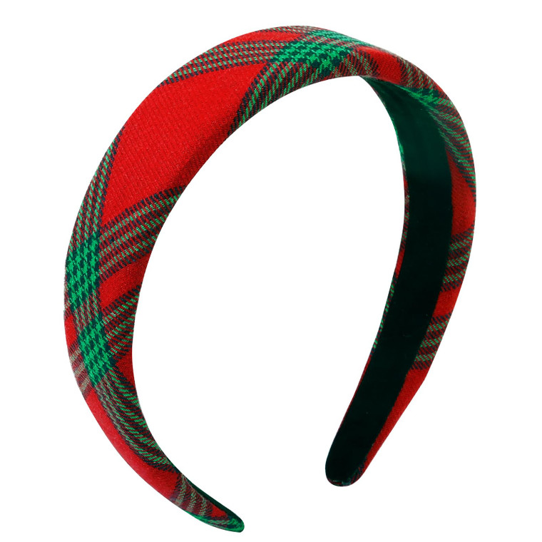 Christmas Headbands for Women Red Plaid Headband Velvet Padded Headband for Womens Hair Girls Fashion Holiday Women Headbands Christmas Hair Accesso