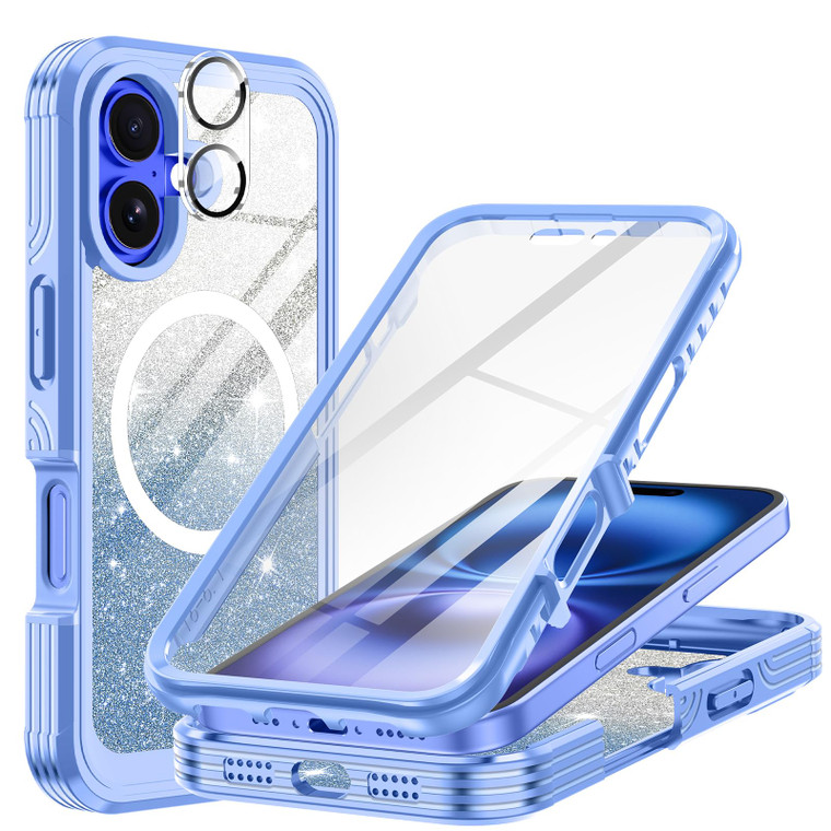 Hekodonk for iPhone 16 Case,Compatible with Magsafe[Built-in 9H Tempered Glass Screen Protector & Camera Lens Protector] Full Body Shockproof Protect