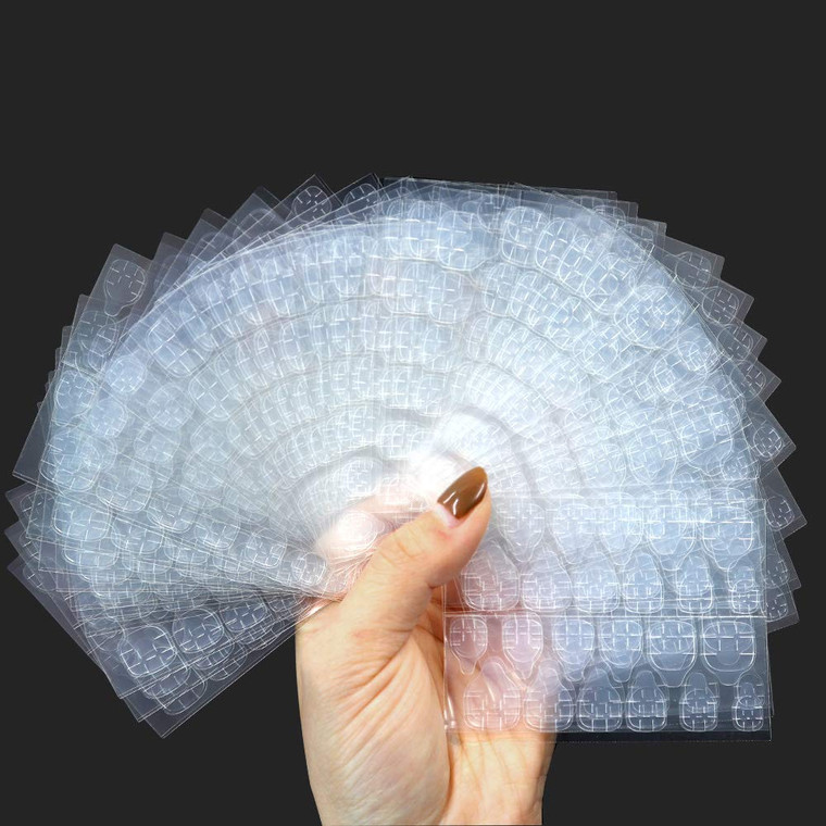 840PCS Double Sided Glue Nail Adhesive Tabs, Breathable Transparent Fake Nail Glue Stickers, Flexible Adhesive Stickers for False Tips, Manicure Supp