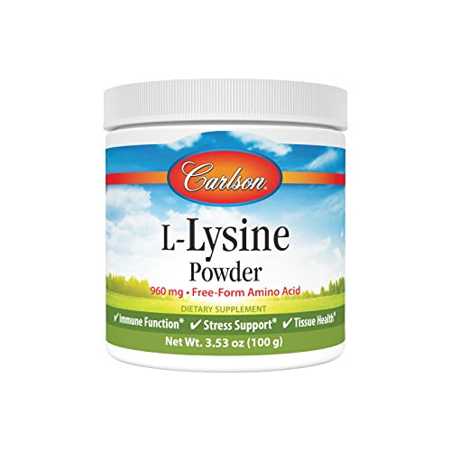 Carlson - L-Lysine Powder, Free-Form Amino Acid, 960 mg, Supports Healthy Tissue & Muscle Development, 3.53 oz (100 g)