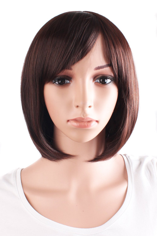 MapofBeauty 30 cm/12 Inch Fashion Short Synthetic Fiber Straight Bob Wig (Dark Brown)