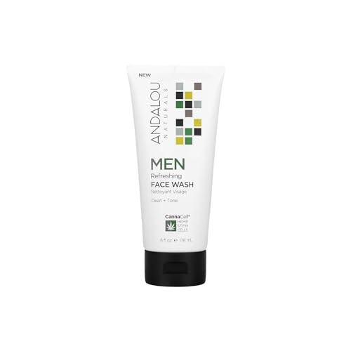 Andalou Naturals Men Refreshing Face Wash with CannaCell, 6 Ounces