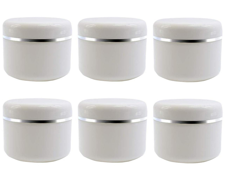 6PCS Empty Refill White Plastic Makeup Cosmetic Bottle Jar Pots with Screw Lid and PP Liner Travel Packing Storage Holder Container Case for Eye Shad