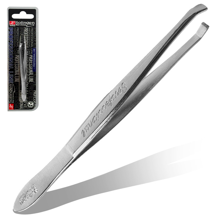 Solingen Stainless Steel Professional Slanted Tweezers, Best for Eyebrows Extensions, Facial Hair, Made in Germany