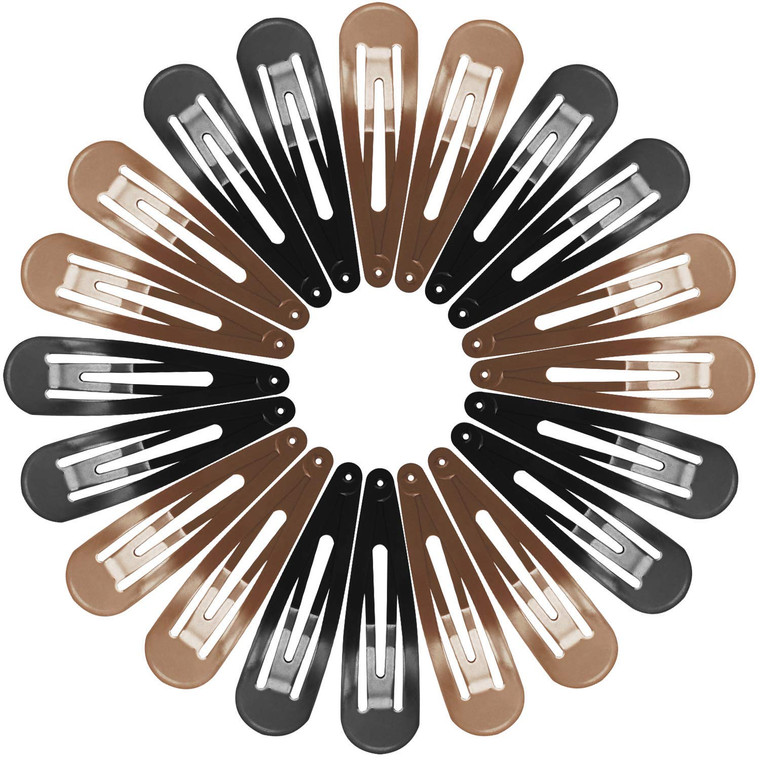 Funtopia 40 Pcs 7cm / 2.8 Inch Long No Slip Metal Hair Clips, Large Snap Barrettes for Thick Hair (Brown, Black)