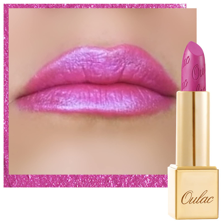 Oulac Pink Lipstick for Women with Metallic 3D Shine Lightweight Hydrating Formula, High Impact Lip Color, Full Coverage Lip Makeup, Christmas Gifts
