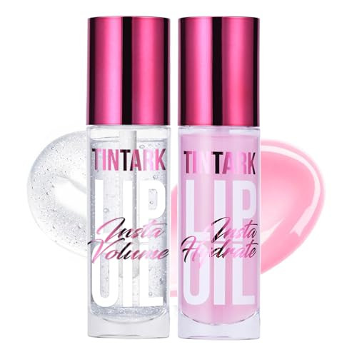 Tintark Lip Plumper Gloss 2 PCS, Natural Lips Plump Plumping Lip Oil, Lip Treatment for Dry Cracked Lips Reduces Lip Lines, Piña Colada Lips Plumpers