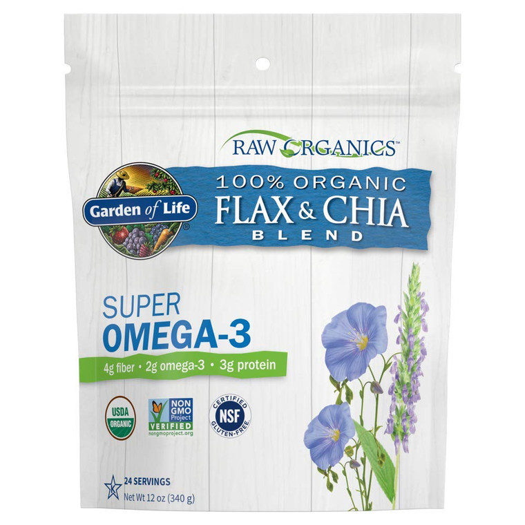 Garden of Life 100% USDA Organic Ground Flax Seed & Chia Blend, Gluten Free Cold Milled Golden Flaxseed Meal plus Premium Black Chia Seeds - Vegan Fi
