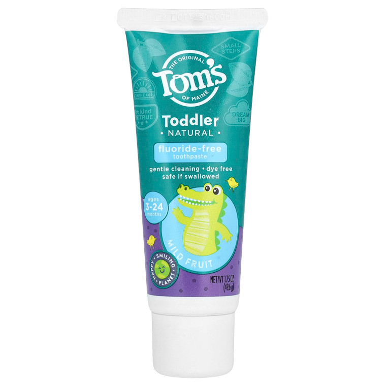 Tom's of Maine Toddlers Fluoride-Free Natural Toothpaste in Mild Fruit Gel, 1.75 Ounce