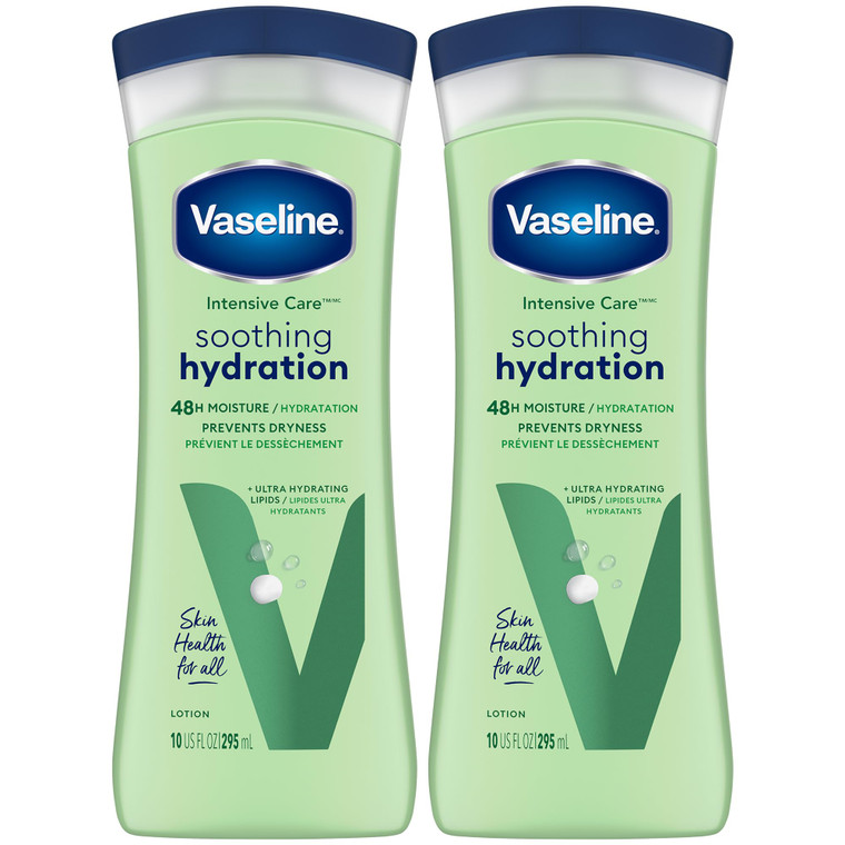 Vaseline Soothing Hydration 2-Pack  Intensive Care Moisturizing Hand and Body Lotion with Aloe, Ultra-Hydrating Lipids, 48 Hours of Moisture, 10 Oz