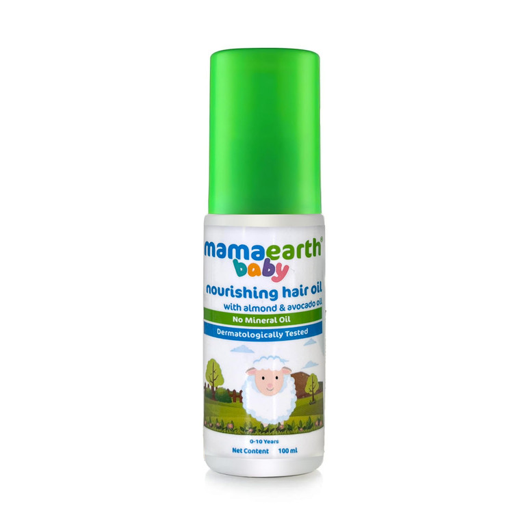 MAMAEARTH Baby Nourishing Hair Oil with Almond & Avocado Oil 3.38 Fl Oz (100ml)