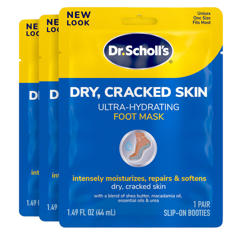 Dr. Scholl's Dry, Cracked Skin, Ultra Hydrating Foot Mask, 3 Pairs Moisturizing Socks: Intensely Moisturizes Repairs and Softens Rough Dry Skin with