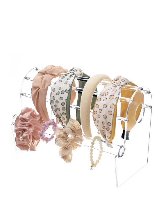 KunGe Clear Headband Holder, Multi-use Headband Organizer, Acrylic Scrunchie Hair Hoops Display Stand, Hairband Rack Holder, Hair Ties Storage Holder