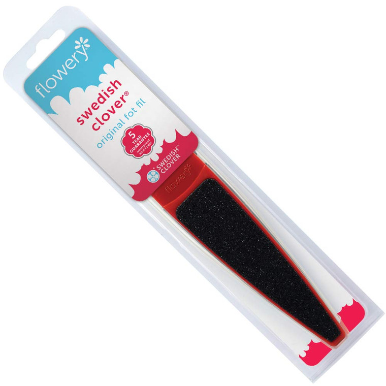Flowery Original Swedish Clover Red Foot File, Pedicure Foot Scrubber, 60/100 Grit - RED