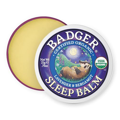 Badger Sleep Balm, Organic Essential Oil Aromatherapy Natural Sleep Balm for Adults & Kids, Relaxing & Calming Lavender & Bergamot Natural Sleep Supp