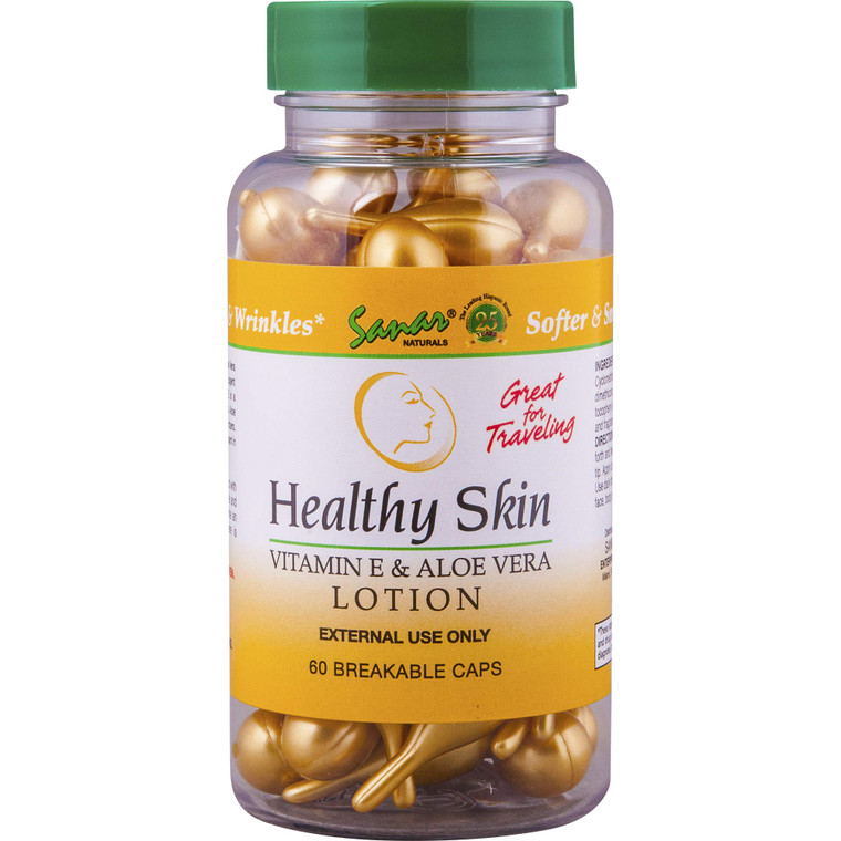 Sanar Naturals Healthy Skin Vitamin E Lotion with Aloe Vera Gel, 60 ct - Face Moisturizer Skin Care, Serum Capsules - Reduce Wrinkles, Dark Spots - R