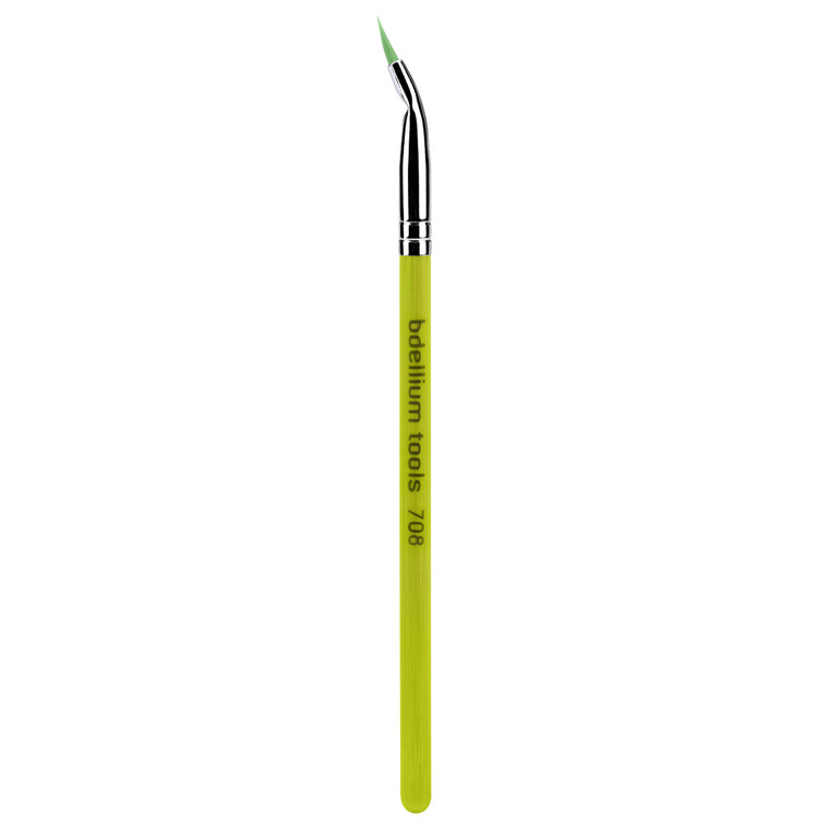 Bdellium Tools Professional Makeup Brush - Green Bambu Series 708 Bent Eyeliner - With Soft Synthetic Fibers, For Smooth Application (Green, 1pc)