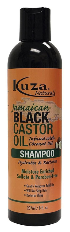 Kuza Jamaican Black Castor Oil Shampoo - Infused with Coconut Oil - for All Hair Types and Color-Treated Hair, 8 fl oz
