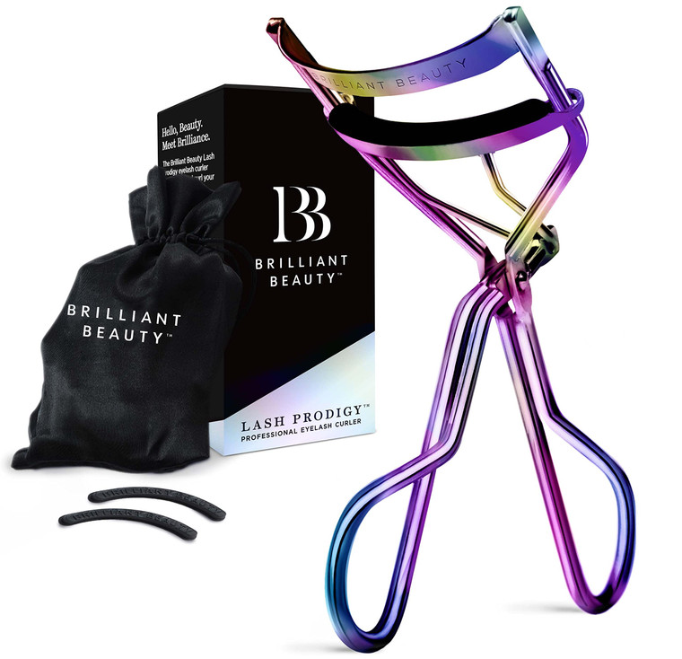 Eyelash Curler with Satin Bag & Refill Pads - Award Winning - No Pinching, Just Dramatically Curled Eyelashes for a Lash Lift in Seconds (Prism)