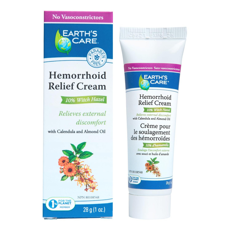 Earth's Care Hemorrhoid Cream - Hemorrhoid Treatment Cream with Natural Ingredients Witch Hazel and Menthol - Dual Action Formula - 1 OZ. (28 g)