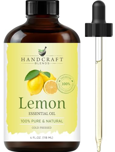 Handcraft Blends Lemon Essential Oil  Huge 4 Fl Oz  100% Pure and Natural  Premium Grade Essential Oil for Diffuser and Aromatherapy, Skin, Massag