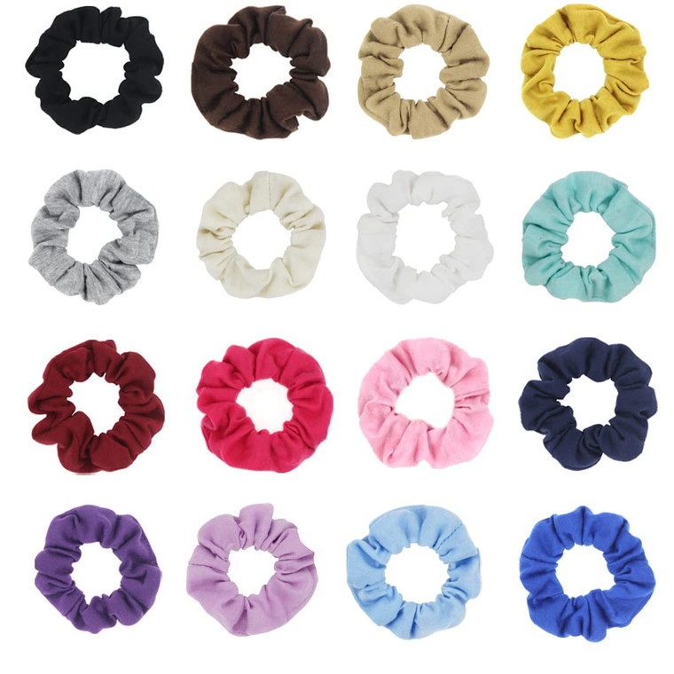 SUSULU Pack of 16pcs Soft Hair Scrunchies Single Jersey Solid Color Ponytail Holders Elastic Hair Ties for Women Accessories