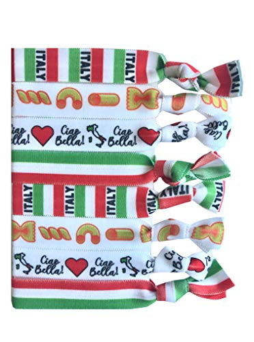 Sportigift 8 Piece Italian Hair Ties - 8 Count - Unisex - Cute Italian Themed Elastics