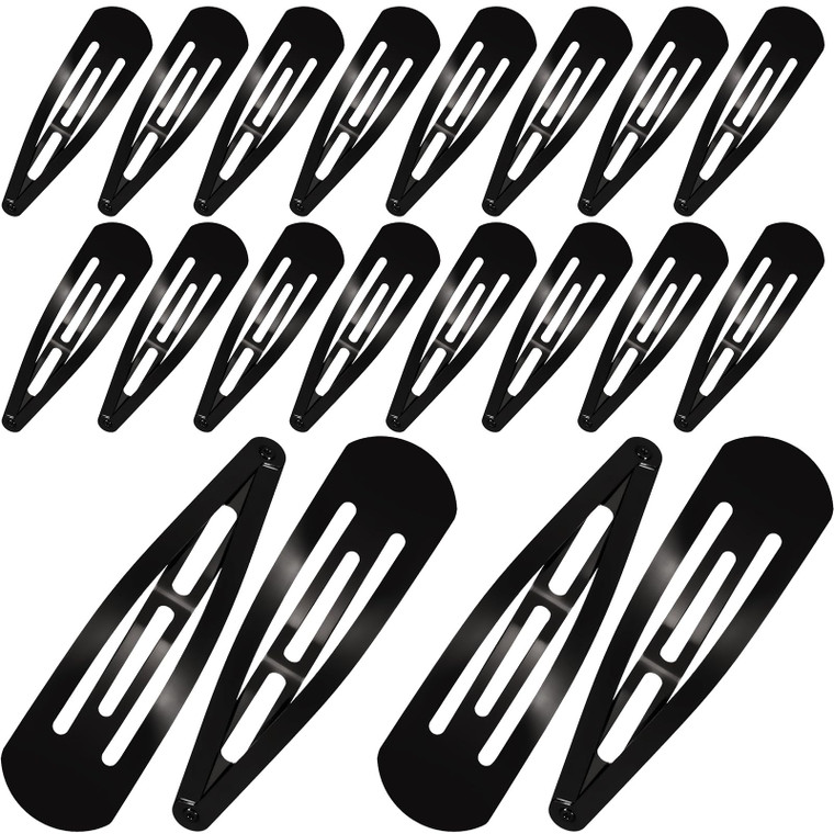 WILLBOND 30 Pieces 3.1 Inch Large Metal Snap Hair Clips Nonslip Barrettes Women Hair Accessories(Black)