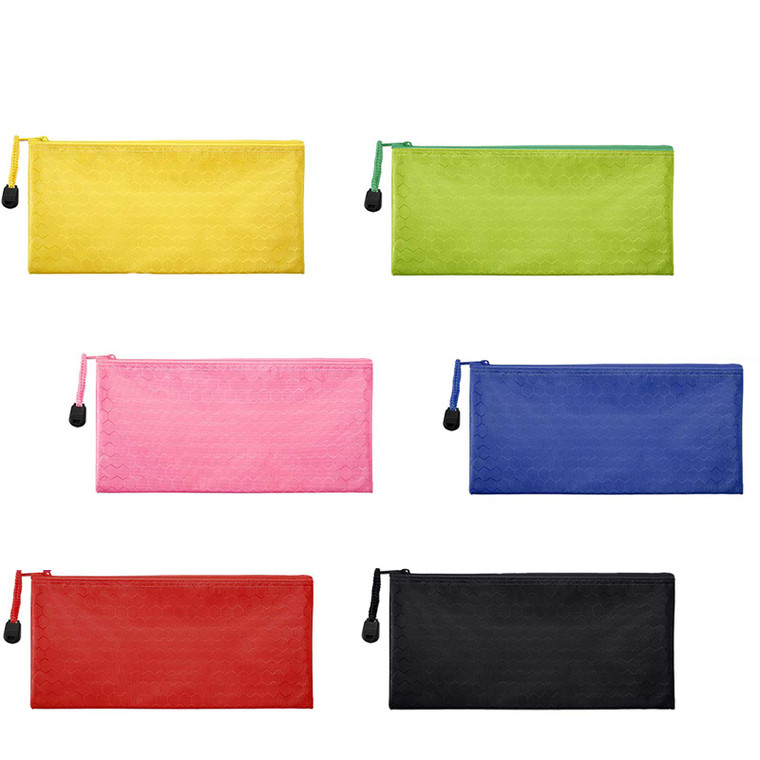 Sailing-go 6 Pieces 6 Colors Zipper Waterproof Bag Pencil Pouch for Cosmetic Makeup Bills Office Supplies Travel Accessories and Daily Household Supp