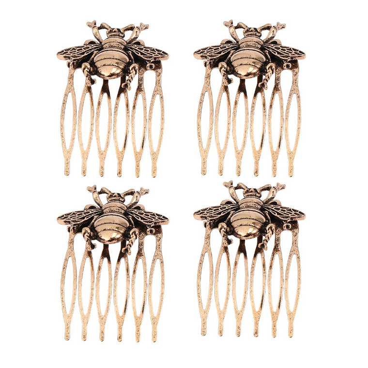 Minkissy 4pcs Vintage Hair Comb Bee Cartoon Animal Comb Headwear Hairpin Hair Accessories for Wedding Banquet Party