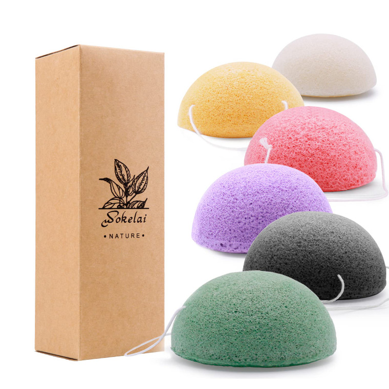 Konjac Facial Sponges for Cleansing Exfoliating - Konjac Face Sponge for Washing Face Body, Natural Cleaning Puff Buff Scrubber for Shower Bath SPA f