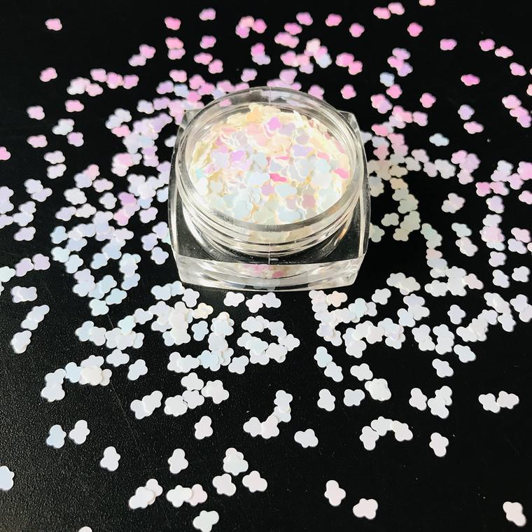 PrettyG 10 Grams/Pack - 3mm Clouds Shape Glitter Sequins - Festival Rave Beauty Makeup Face Body Nail Art Decoration C21R