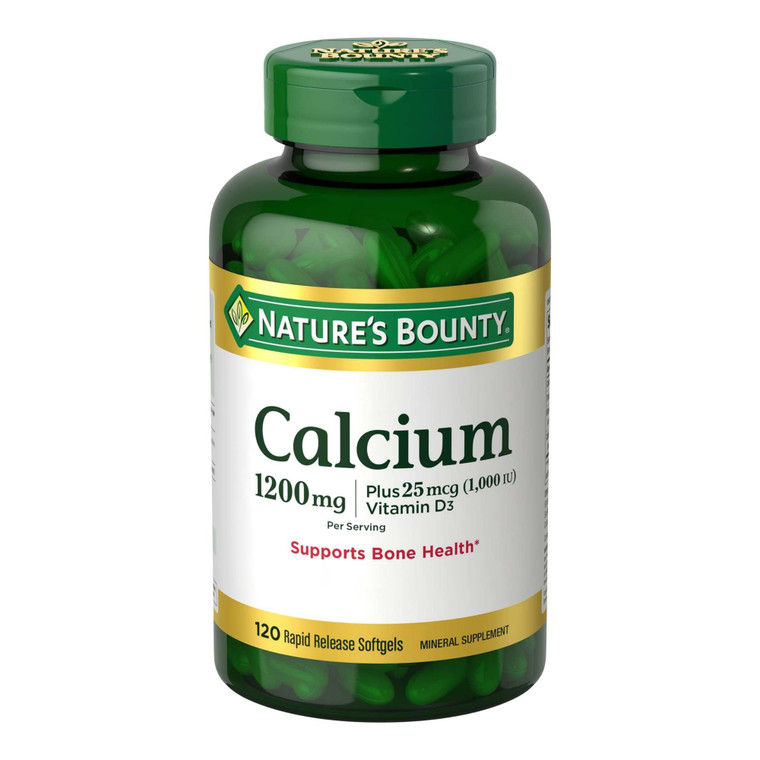 Nature's Bounty Calcium Carbonate & Vitamin D, 1200mg Calcium & 1000IU Vitamin D3, 120 Softgels,