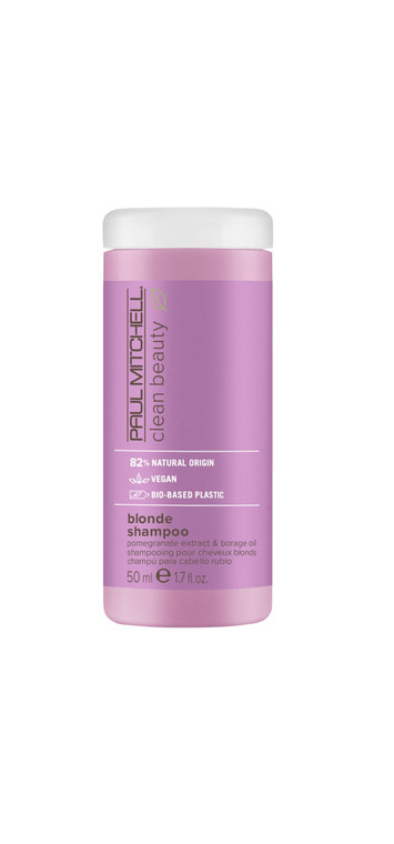 Paul Mitchell Clean Beauty Blonde Purple Shampoo, Gently Cleanses, Eliminates Brassy Tones, For Color-Treated Hair + Naturally Light Hair Colors, 1.7