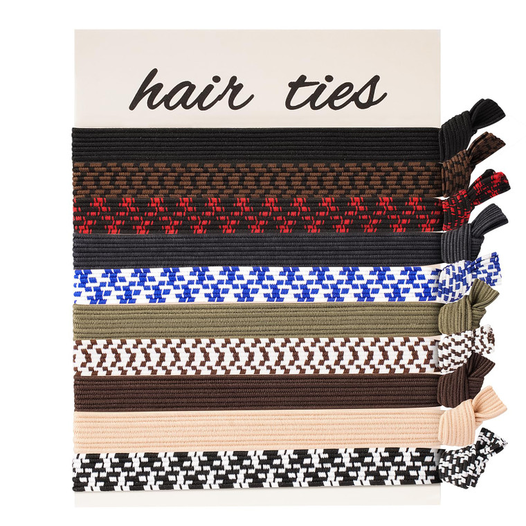 EasYoung 10-Pcs Knotted Wide Hair Ties for Men with Long, Curly, Thick or Dense Hair - Elastic No-Crease Coils for Buns