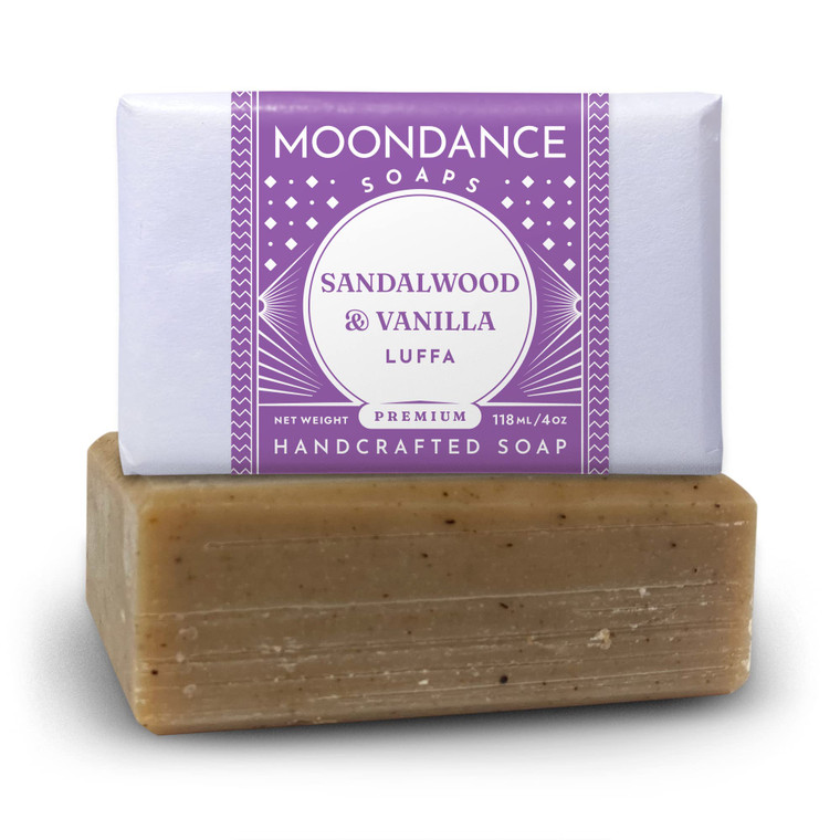 MOONDANCE SOAPS Sandalwood Vanilla Soap - Handmade Soap for Softer Skin with Cocoa Butter, Shea Butter, Sweet Almond, Fragrance and Essential Oils (O