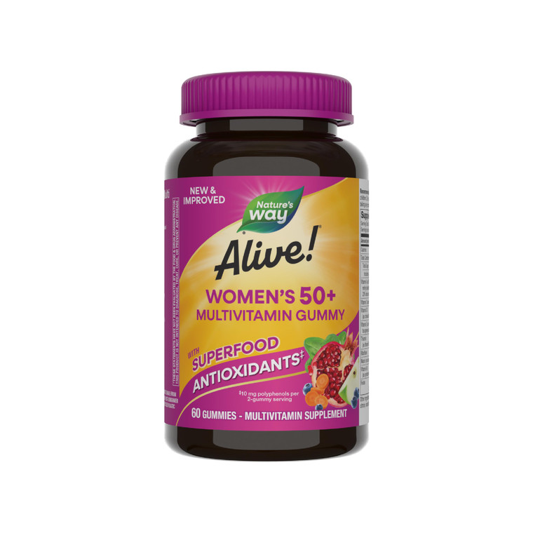 Nature's Way Alive! Women's 50+ Daily Gummy Multivitamins, Women's Supplements, Supports Healthy Heart, Brain & Bones,* B-Vitamins, Mixed Berry Flavo