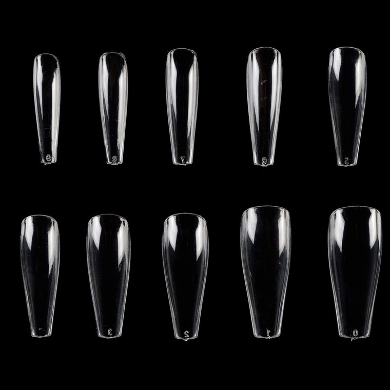MPNETDEAL 500Pcs Coffin Nails Long Ballerina False Nail Tips Full Cover Fake Artificial Acrylic Nails Extension Tips 10 Size for Nail Salon or Home U