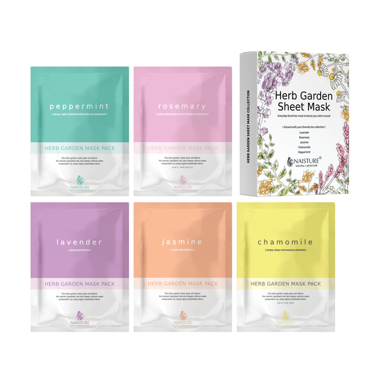 Just in15-Minute Facial Sheet Masks Variety Pack - Anti-Aging, Calming, Glowing, Softening, Nourishing Care -Korean Face Masks for All Skin Types, Se