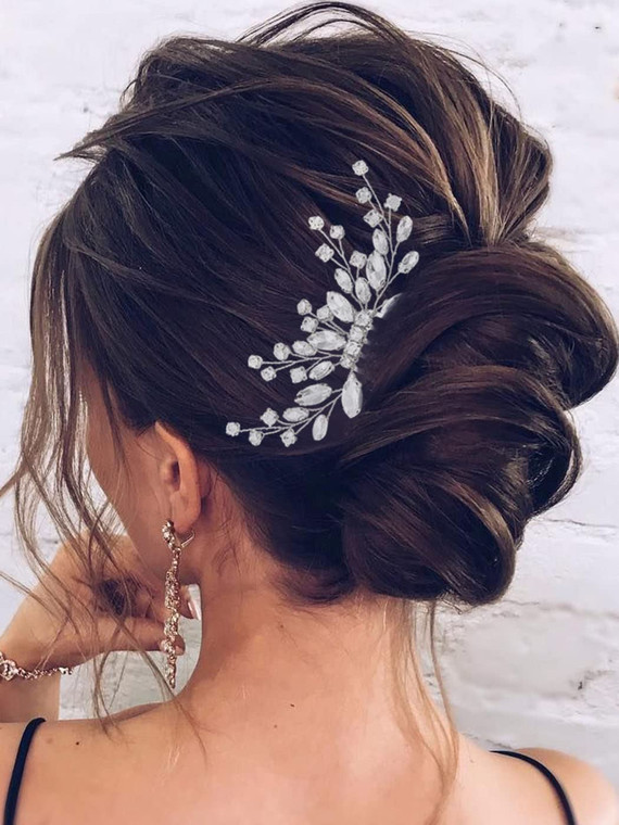 JAKAWIN Crystal Bride Wedding Hair Comb Silver Bridal Headpiece Rhinestone Hair Piece Accessories for Women HC113 (Silver)